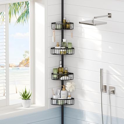 TOOLF 4-Tier Tension Pole Shower Caddy